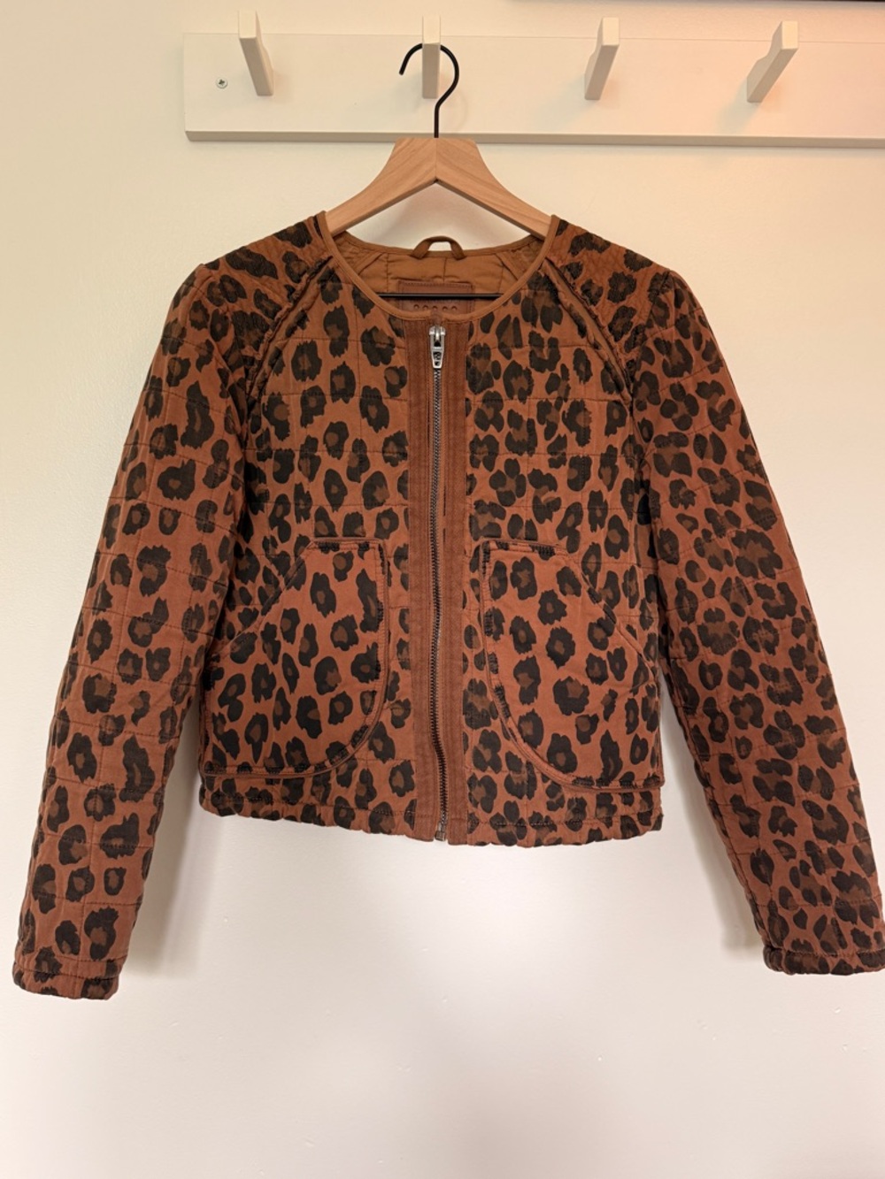 BLANK NYC Cropped Quilted Leopard Print Jacket - Size S